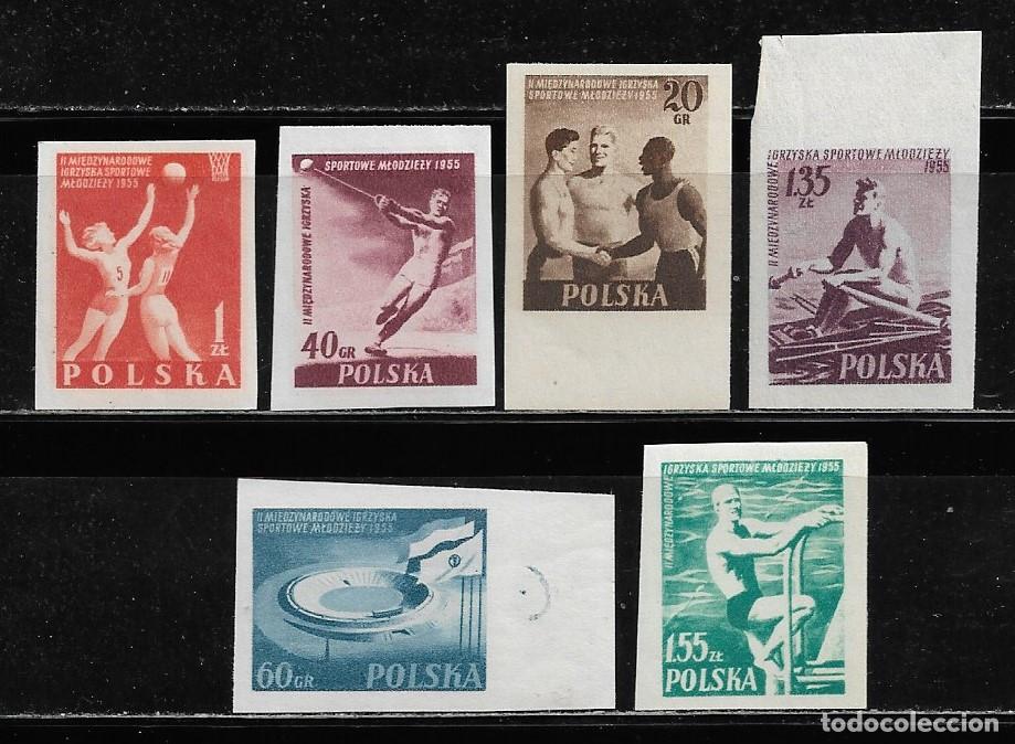 Sellos: POLONIA 1955, Ivert 827/32 SIN DENTAR - DEPORTES. MNH.