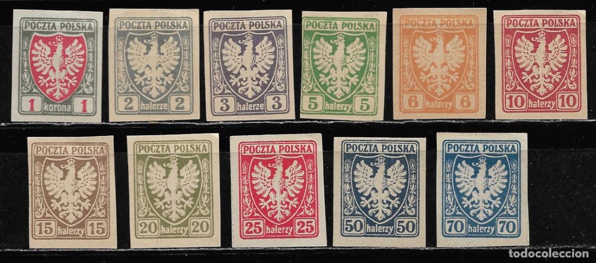 Sellos: POLONIA 1919, SERIE Ivert 136/46 - EMISI&Oacute;N DE CRACOVIA. MH.
