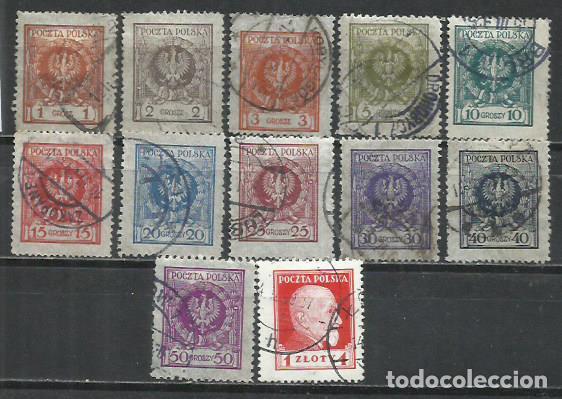 Sellos: 0425C- SERIE COMPLETA POLONIA 1924 N&ordm; 287/298 LOS 12 VALORES, USADO.