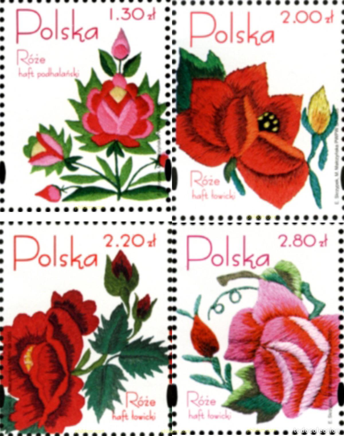 Sellos: 185090 MNH POLONIA 2005 ROSAS BORDADAS