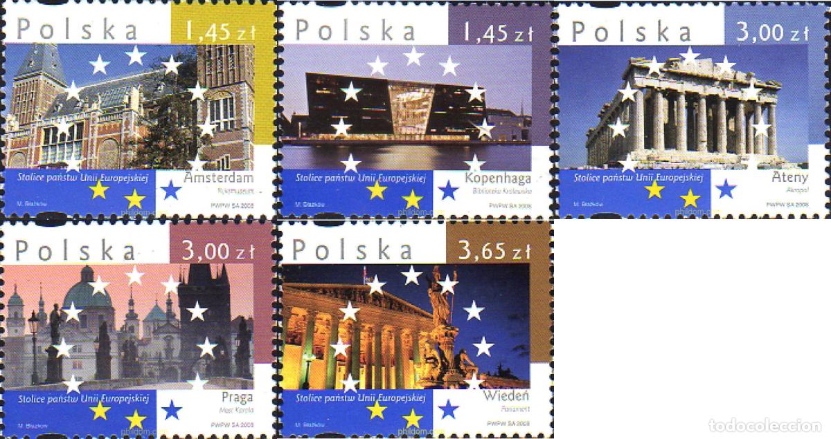 Sellos: 227837 MNH POLONIA 2008 CAPITALES DE LA UNION EUROPEA