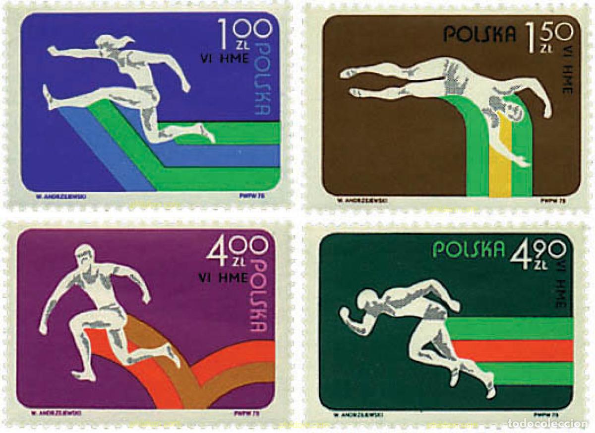 Sellos: 61667 MNH POLONIA 1975 CAMPEONATOS DE EUROPA DE ATLETISMO EN SALA