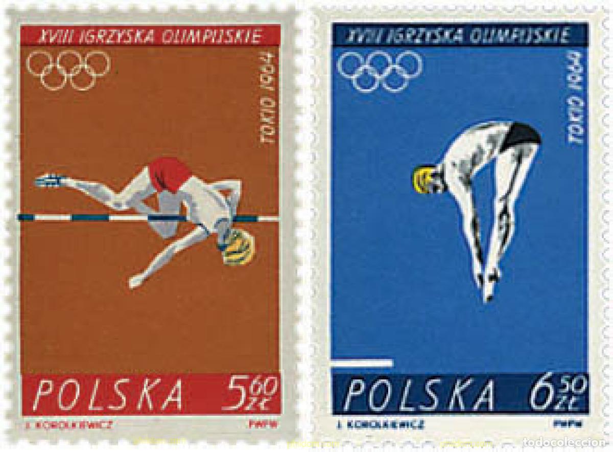 Sellos: 228900 MNH POLONIA 1964 18 JUEGOS OLIMPICOS VERANO TOKIO 1964