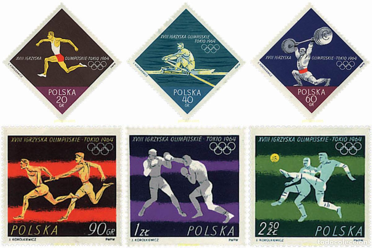 Sellos: 281456 HINGED POLONIA 1964 18 JUEGOS OLIMPICOS VERANO TOKIO 1964
