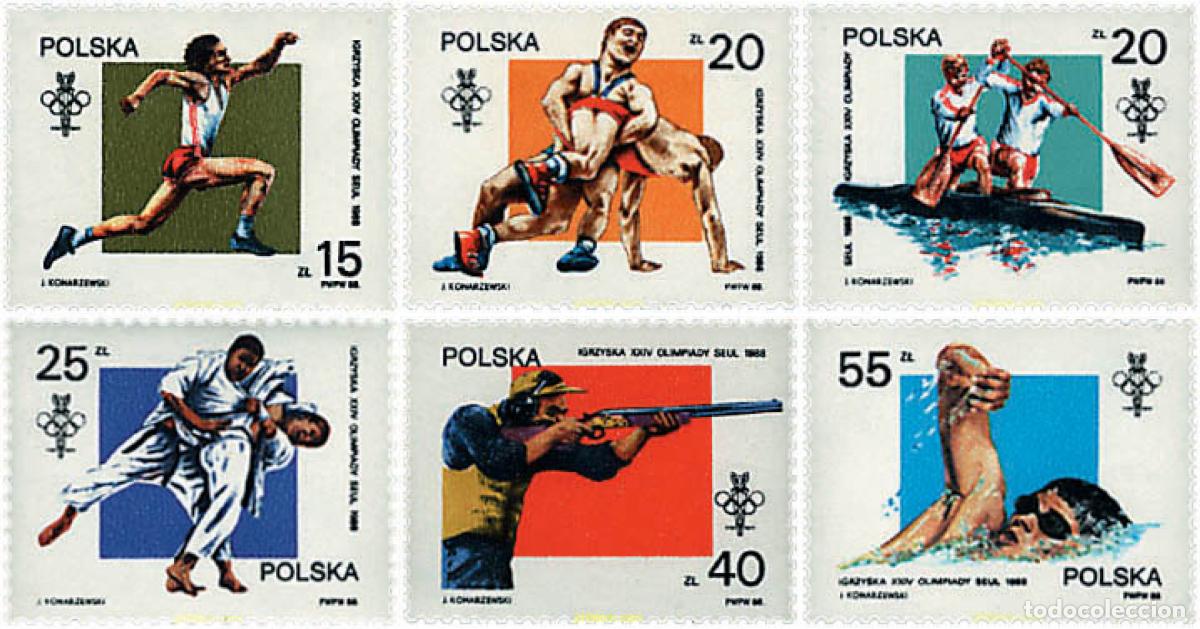Sellos: 61729 MNH POLONIA 1988 24 JUEGOS OLIMPICOS VERANO SEUL 1988
