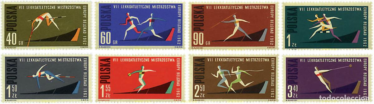 Sellos: 228899 HINGED POLONIA 1962 7 CAMPEONATOS DE EUROPA DE ATLETISMO EN BELGRADO