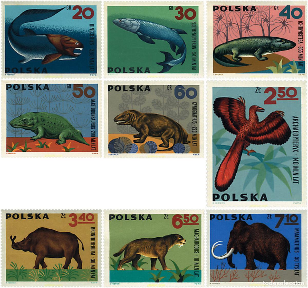 Sellos: 61624 MNH POLONIA 1966 FAUNA PREHISTORICA