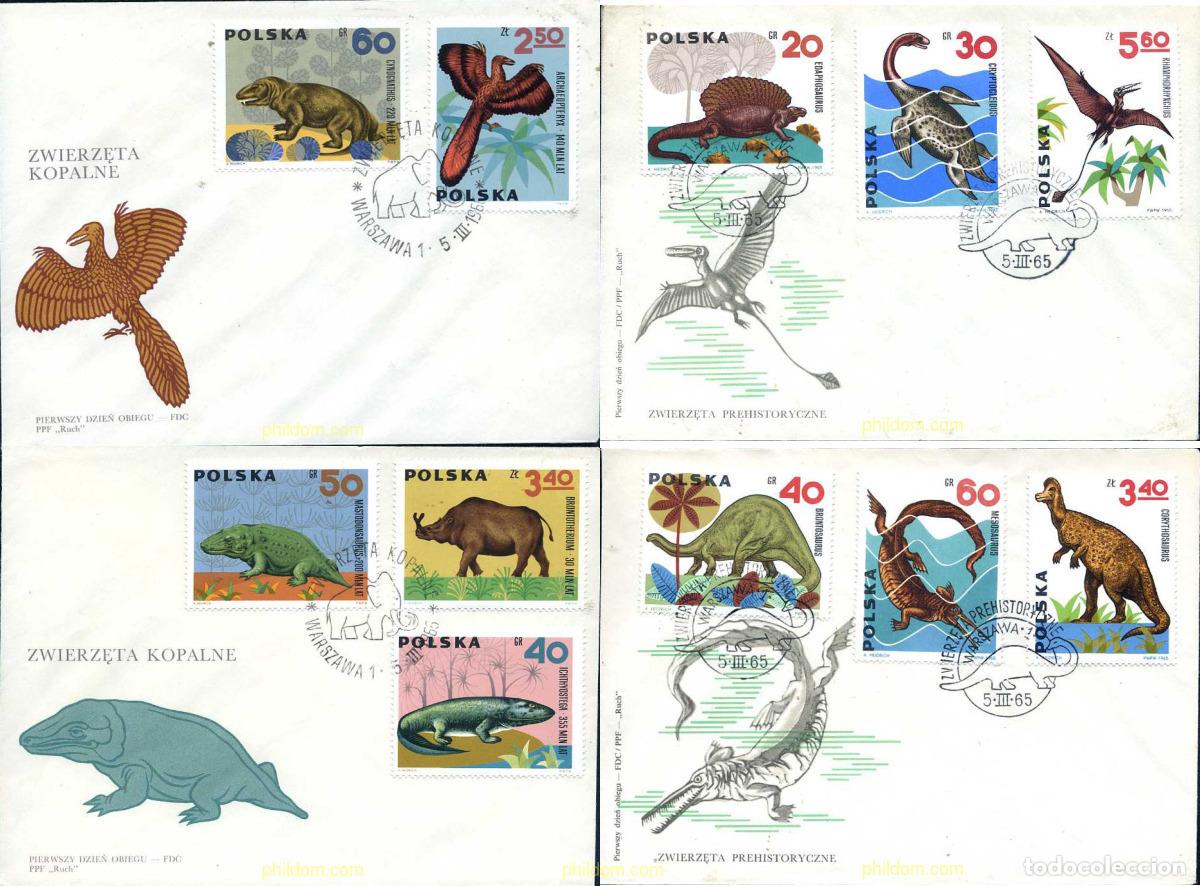 Sellos: 286412 USED POLONIA 1965 FAUNA PREHISTORICA