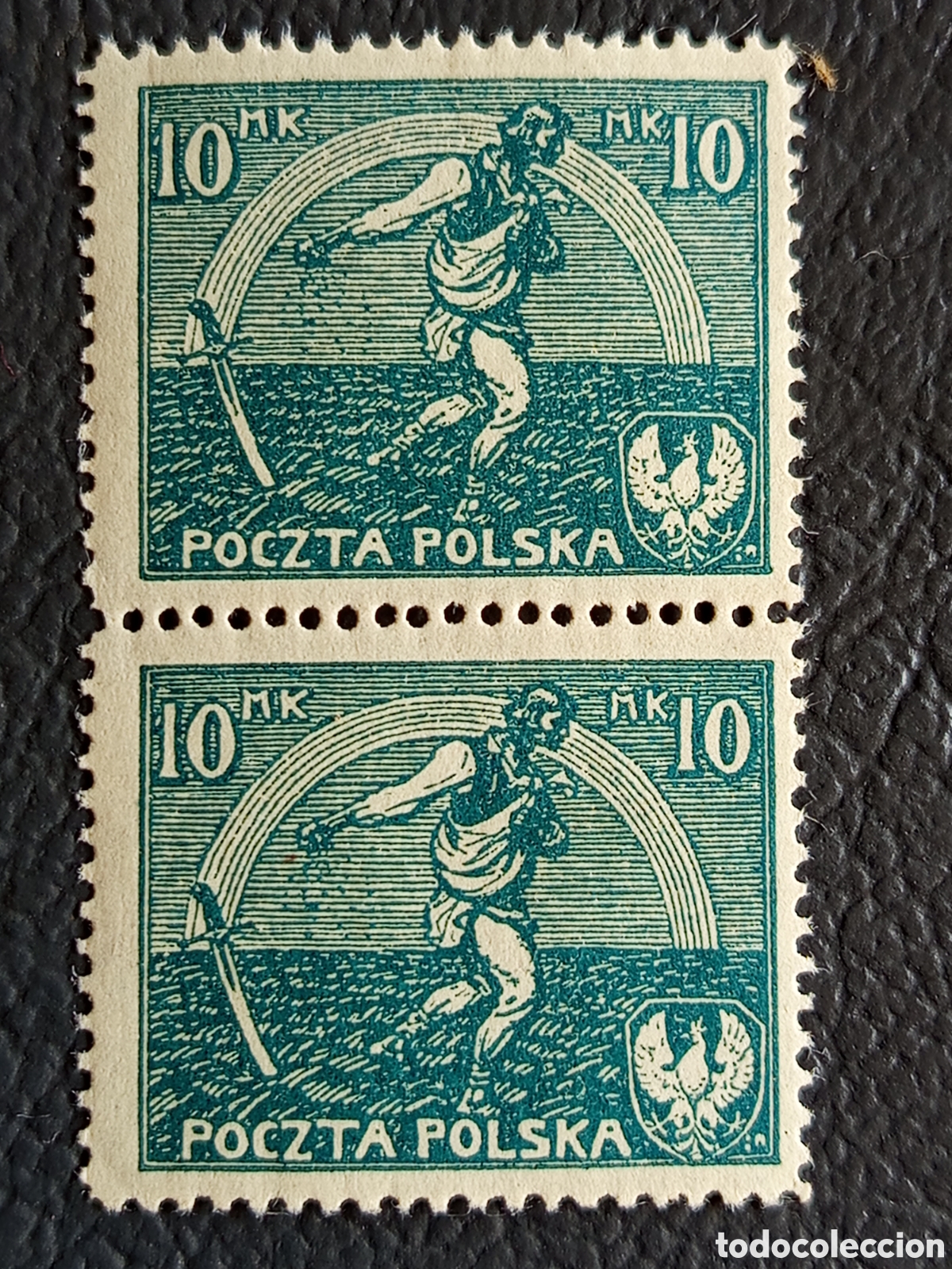 Sellos: Polonia 1921 10 Mk Sembrador par vertical MNH Poczta Polska Scott