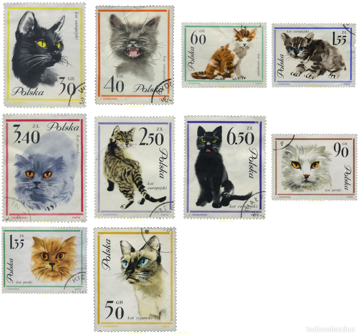 Sellos: 297839 USED POLONIA 1964 GATOS