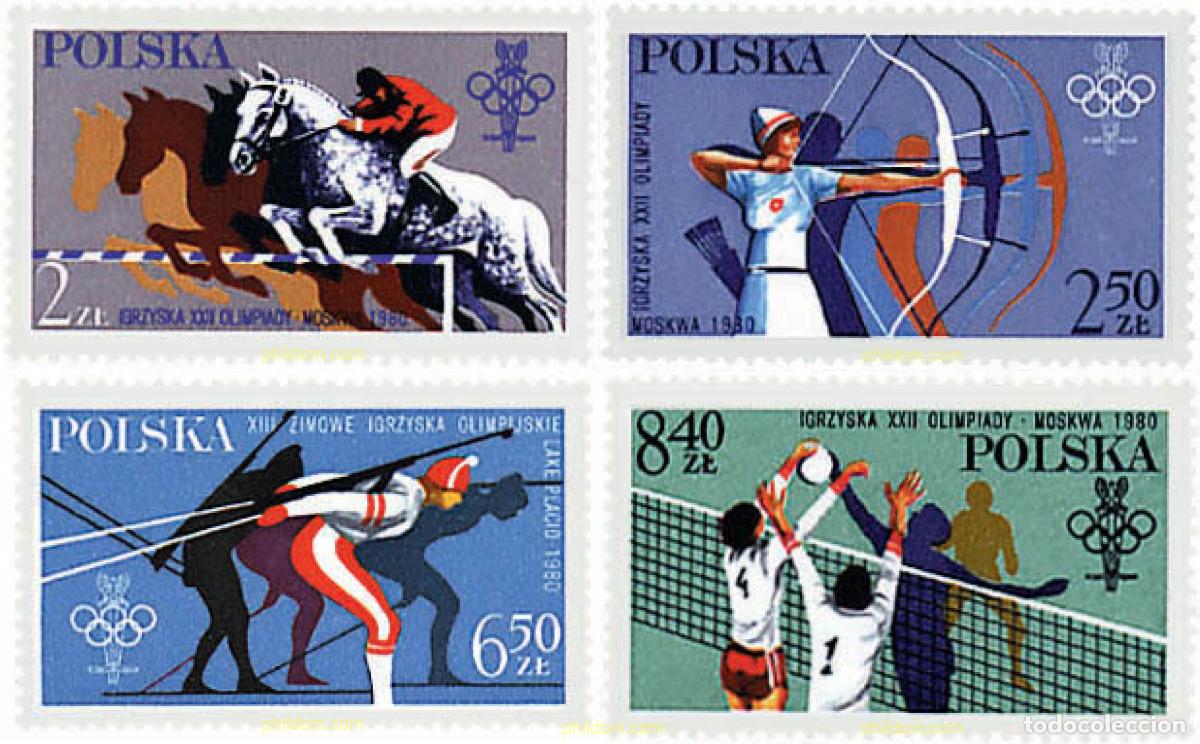 Sellos: 71597 MNH POLONIA 1980 22 JUEGOS OLIMPICOS VERANO MOSCU 1980 - 13 JUEGOS OLIMPICOS INVIERNO. LAKE P