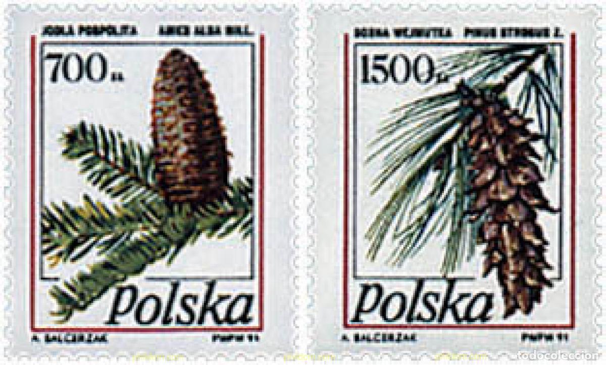 Sellos: 61739 MNH POLONIA 1991 PI&Ntilde;AS DE PINO