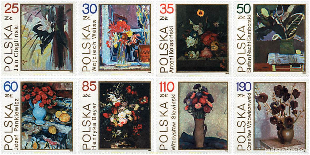 Sellos: 94390 MNH POLONIA 1989 PINTURA FLORAL POLACA