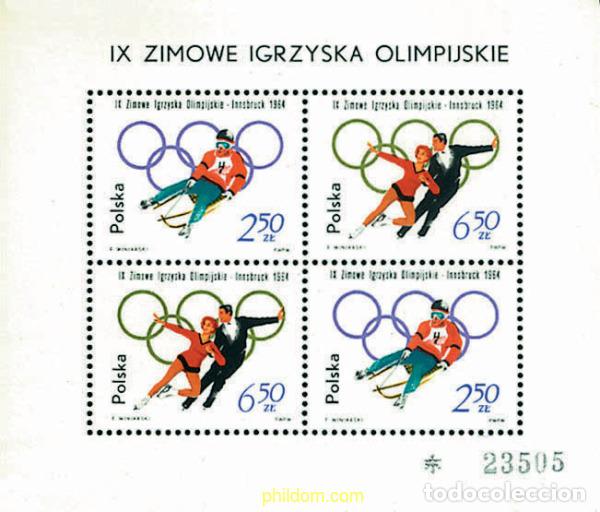 Sellos: 71592 MNH POLONIA 1964 9 JUEGOS OLIMPICOS DE INVIERNO. INNSBRUCK 1964