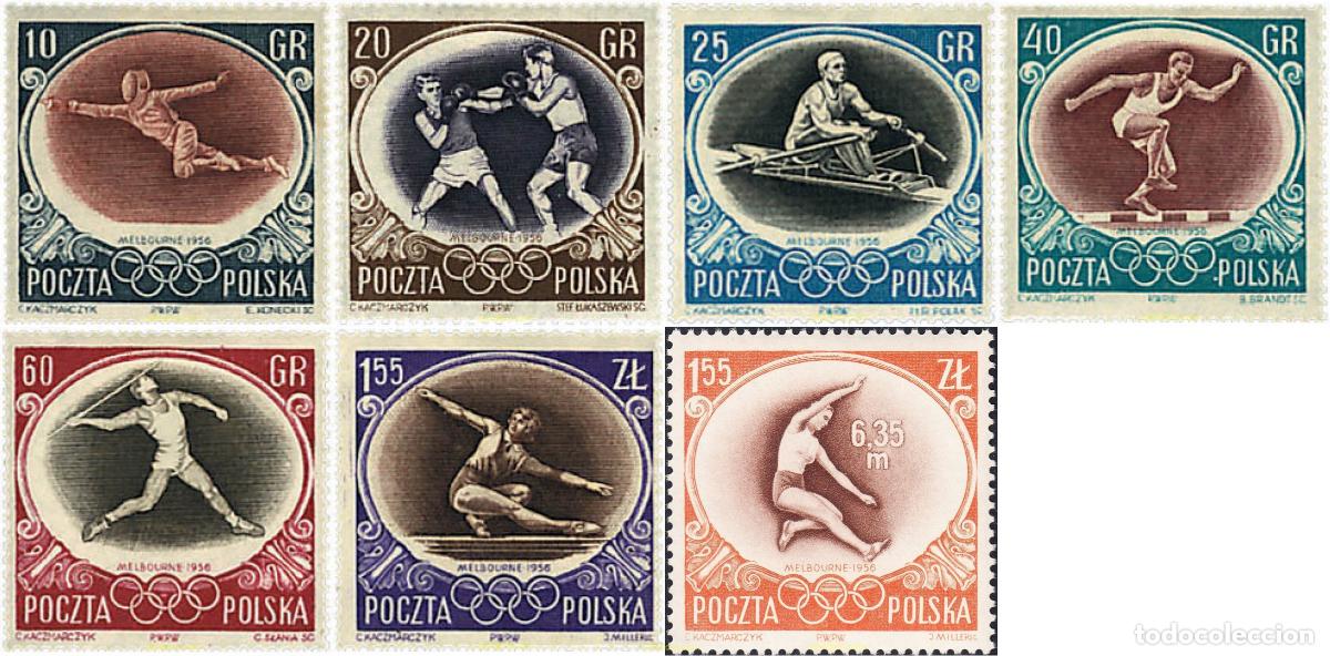 Sellos: 61564 MNH POLONIA 1956 16 JUEGOS OLIMPICOS VERANO MELBOURNE 1956