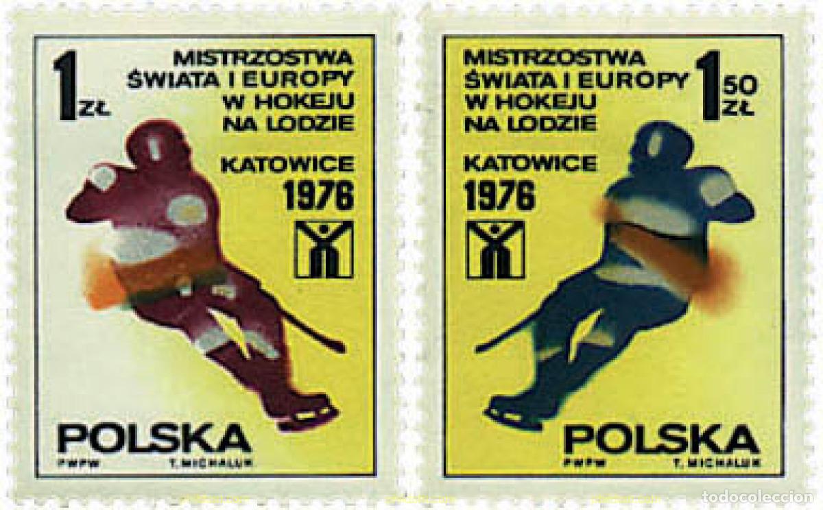 Sellos: 61673 MNH POLONIA 1976 CAMPEONATOS DE EUROPA Y DEL MUNDO DE HOCKEY SOBRE HIELO