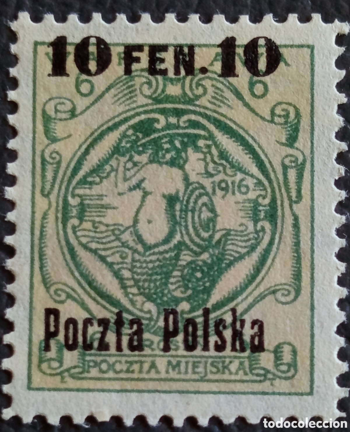 Sellos: Polonia 1918 Varsovia Poczta Polska Sobrecarga 10 Fen Correo Municipal MNH