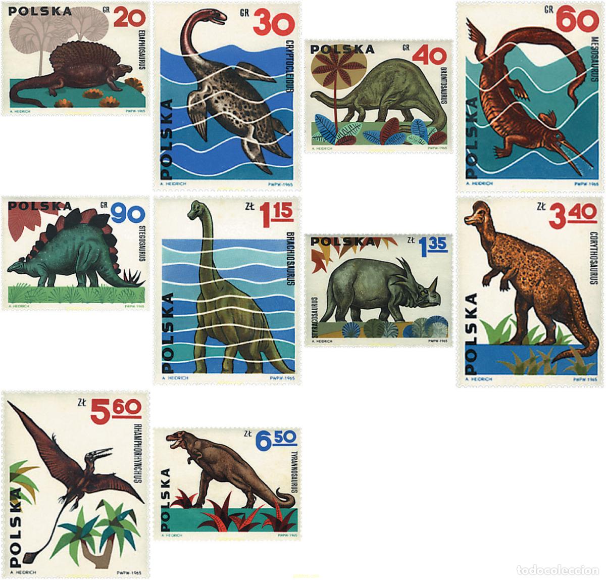 Sellos: 61612 MNH POLONIA 1965 FAUNA PREHISTORICA