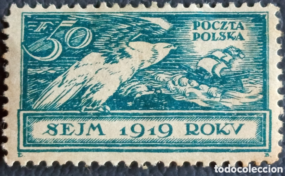 Sellos: Sello Polonia 1919 Conmemorativo Sejm Parlamento Aguila 50f Cat#103 MH