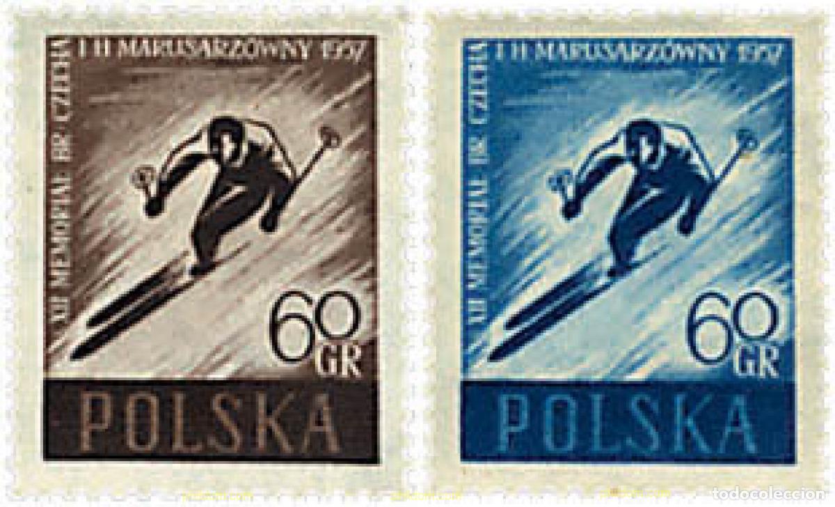 Briefmarken: 61567 MNH POLONIA 1957 12 ANIVERSARIO DE LA MUERTE DE LOS ESQUIADORES CZECH Y MARUSARZ
