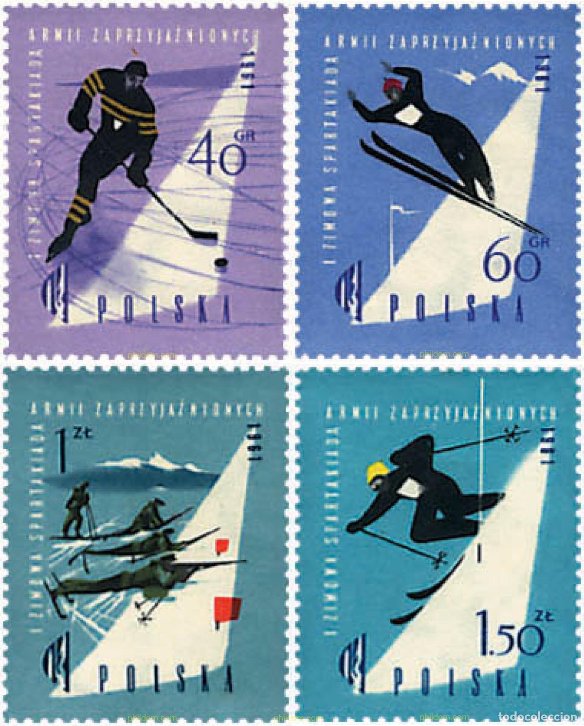 Sellos: 61577 MNH POLONIA 1961 1 SPARTAKIADAS DE INVIERNO DE LAS FUERZAS ARMADAS