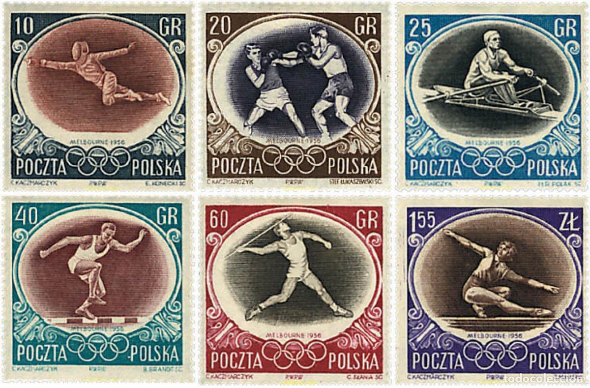 Sellos: 271065 HINGED POLONIA 1956 16 JUEGOS OLIMPICOS VERANO MELBOURNE 1956