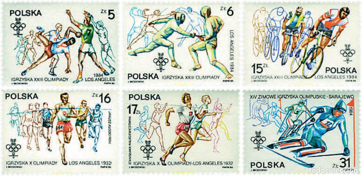 Sellos: 72890 MNH POLONIA 1984 23 JUEGOS OLIMPICOS VERANO LOS ANGELES 1984 - 14 JUEGOS OLIMPICOS INVIERNO.