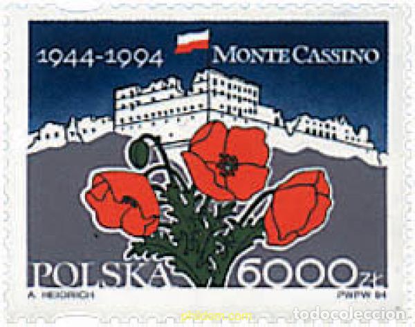 Sellos: 94381 MNH POLONIA 1994 50 ANIVERSARIO DE LA BATALLA DE MONTE CASSINO