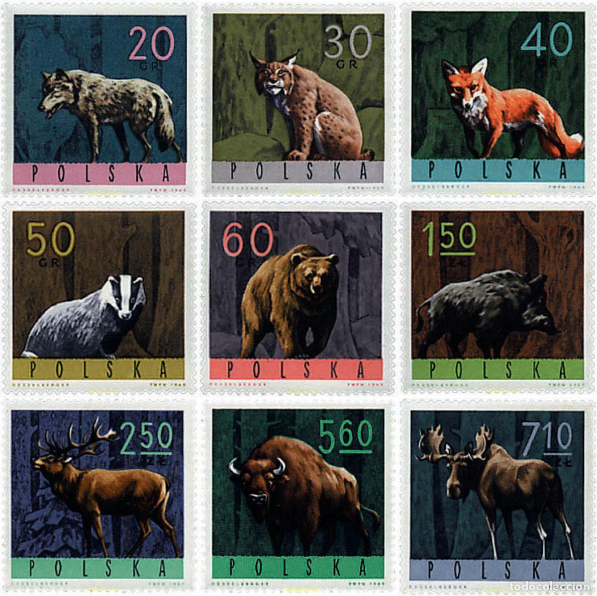 Sellos: 61617 MNH POLONIA 1965 ANIMALES DEL BOSQUE