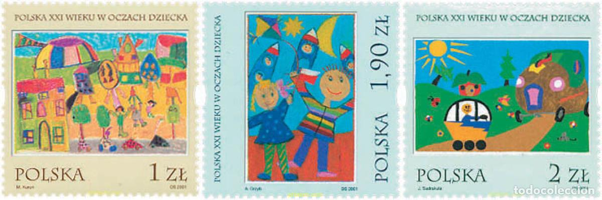Sellos: 94386 MNH POLONIA 2001 DIBUJOS INFANTILES SOBRE LA POLONIA DEL SIGLO XXI