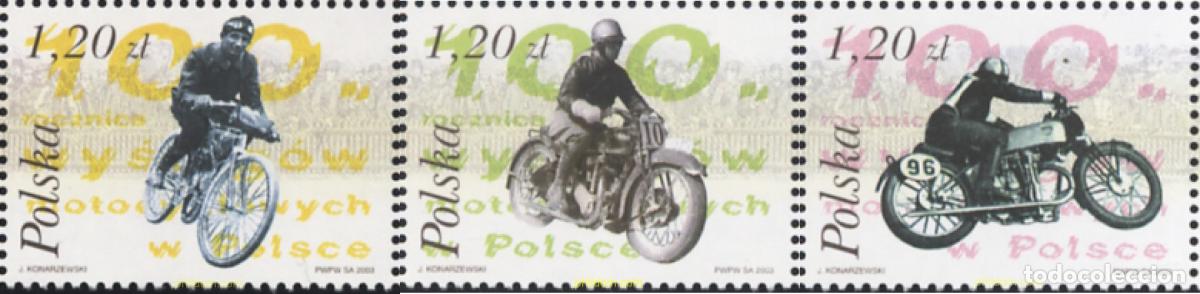 Sellos: 137911 MNH POLONIA 2003 100 A&Ntilde;OS DE CARRERAS DE MOTOS EN POLONIA