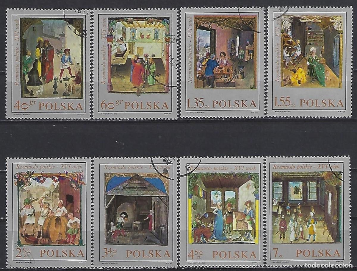 Sellos: POLONIA 1969 SERIE 8 STAMPS USED MNH ARTESANIA POLACA EN PINTURAS ARTE POLISH CRAFTS ART PAINTINGS