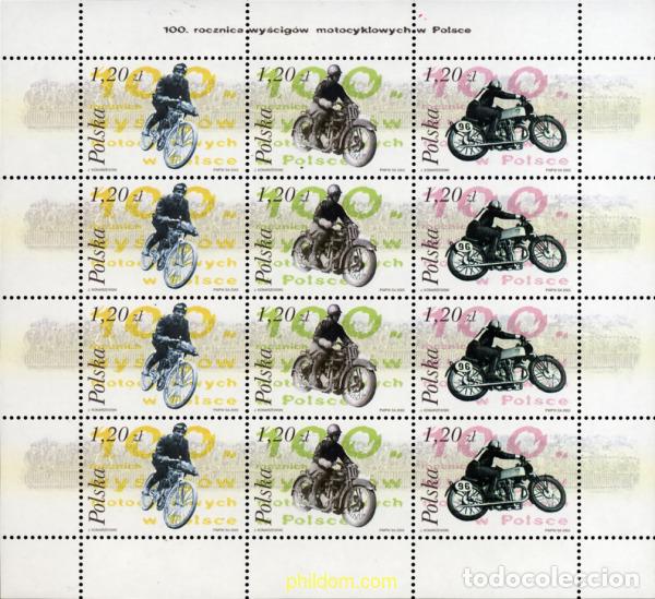 Sellos: 137944 MNH POLONIA 2003 100 A&Ntilde;OS DE CARRERAS DE MOTOS EN POLONIA