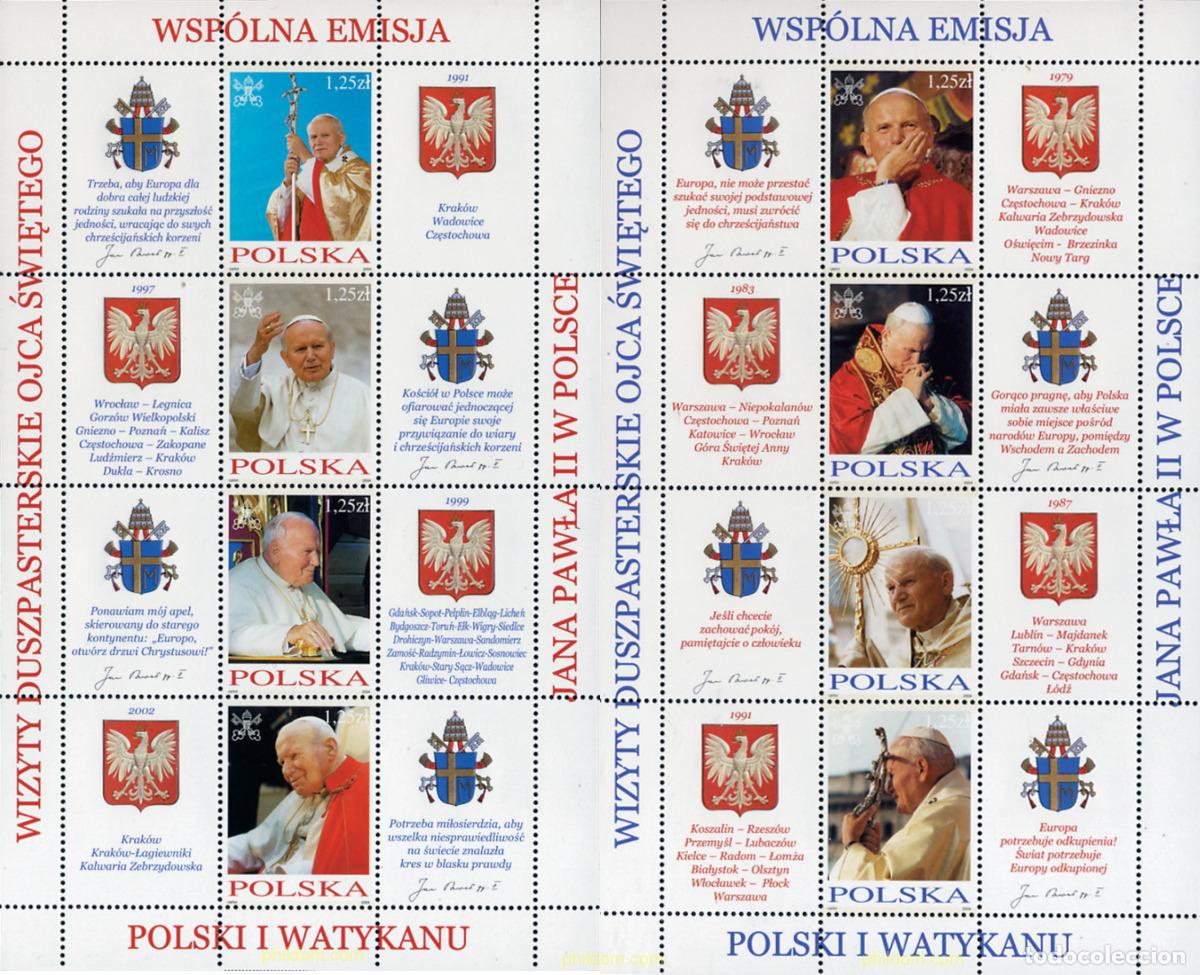 Selos: 156974 MNH POLONIA 2004 VISITAS DEL PAPA JUAN PABLO II A POLONIA DEL 1979 A 2002
