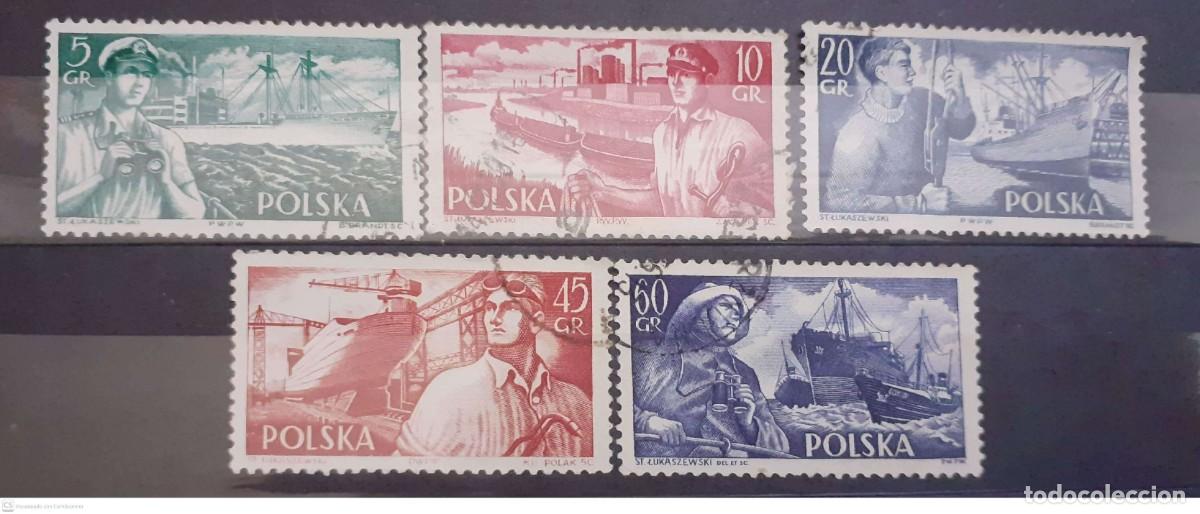 Sellos: POLONIA n&ordm; 847/51&ordm; Marina mercante. Serie completa