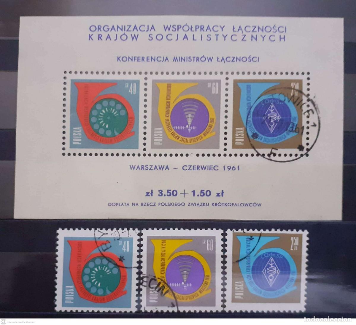 Sellos: POLONIA n&ordm; 1106/08&ordm; + HB n&ordm; 26&ordm; Segunda conferencia de ministros de correos de los pa&iacute;ses soialistas