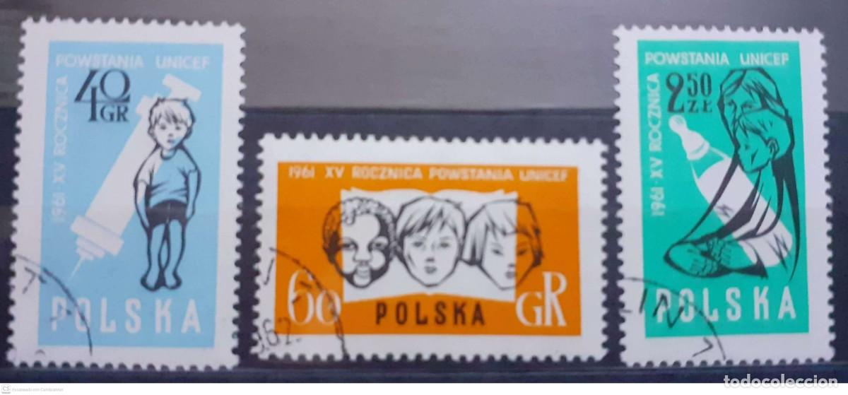 Sellos: POLONIA n&ordm; 1135/37&ordm; 15 aniversario de la UNICEF. Serie completa