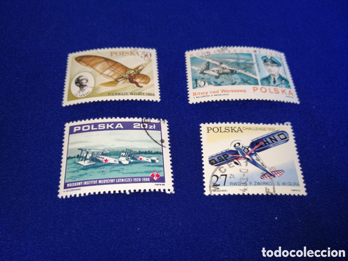 Sellos: POLSKA - POLONIA -AVIACI&Oacute;N LOTE SELLOS USADOS