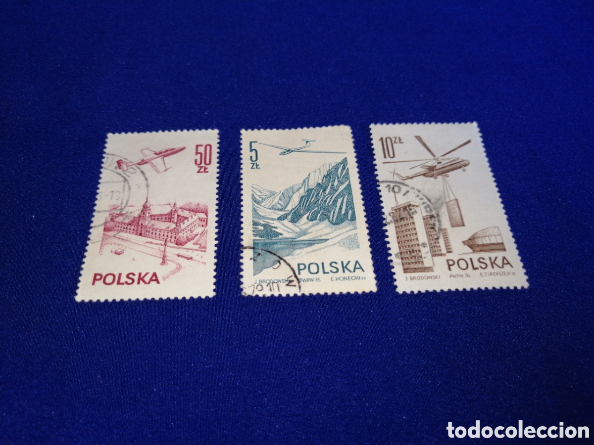 Sellos: POLSKA - POLONIA - AVION AVIACI&Oacute;N LOTE SELLOS USADOS