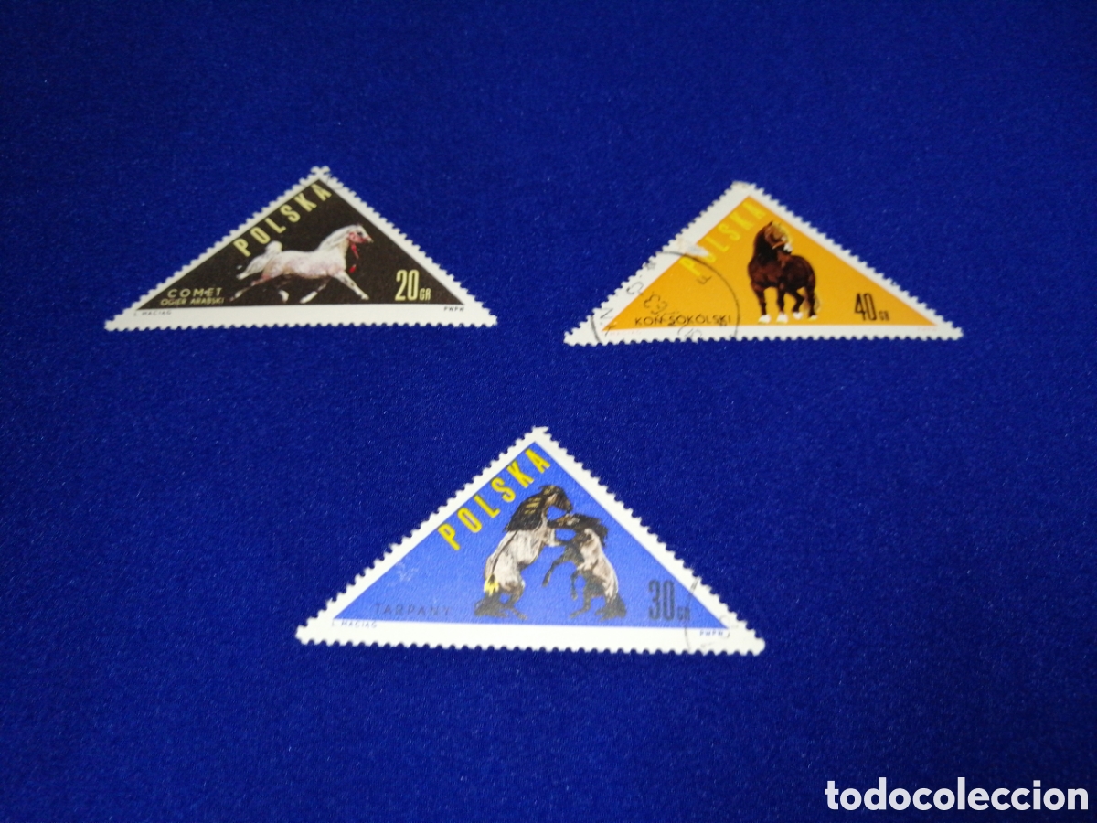 Sellos: POLSKA - POLONIA -TRIANGULAR CABALLOS LOTE SELLOS USADOS