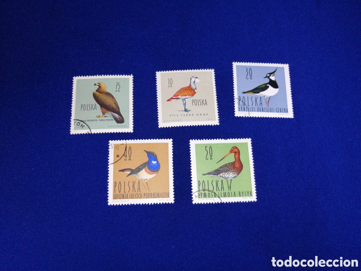 Sellos: POLSKA - POLONIA -AVES P&Aacute;JAROS LOTE SELLOS USADOS