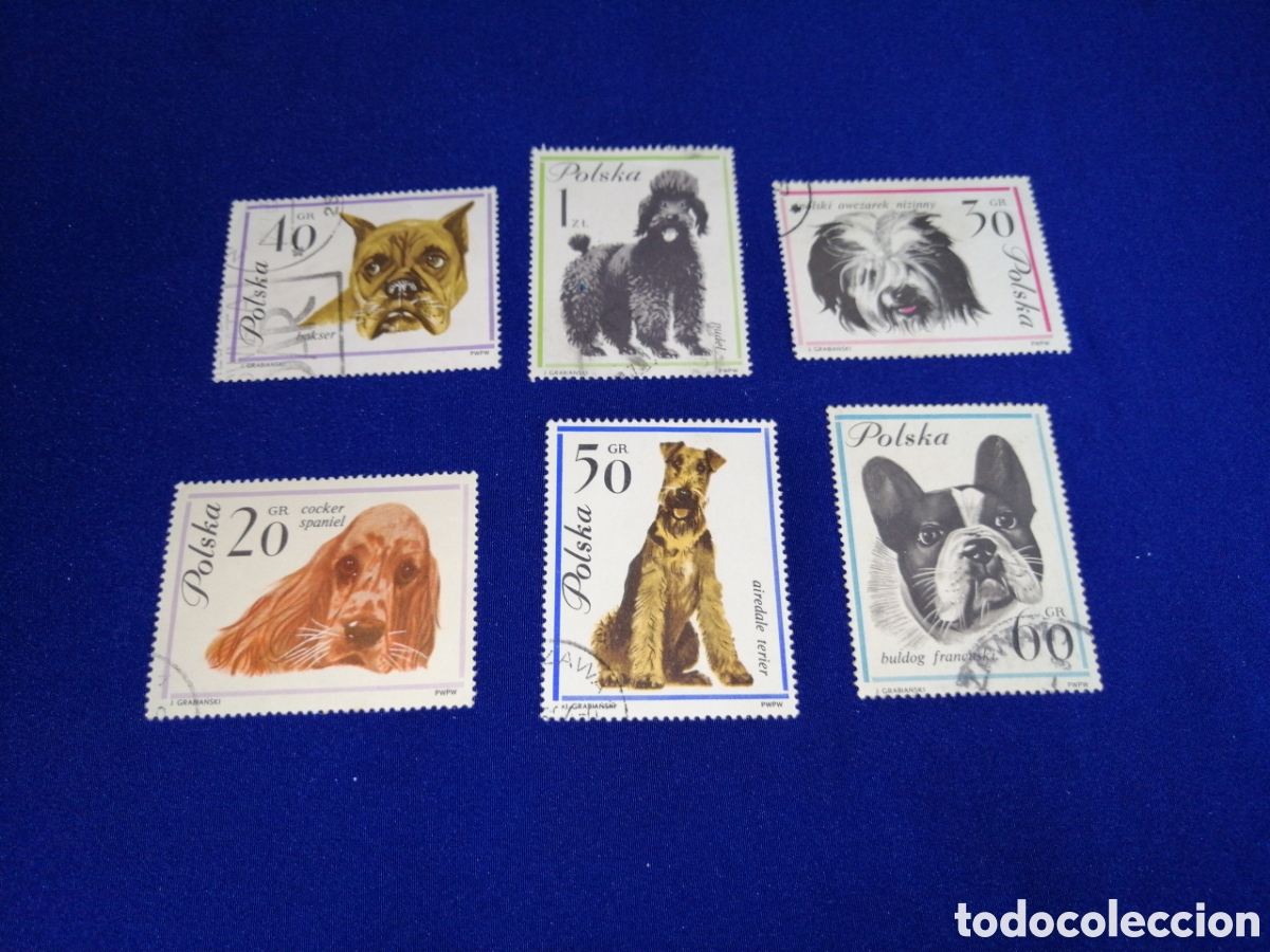 Sellos: POLSKA - POLONIA -PERROS - LOTE SELLOS USADOS