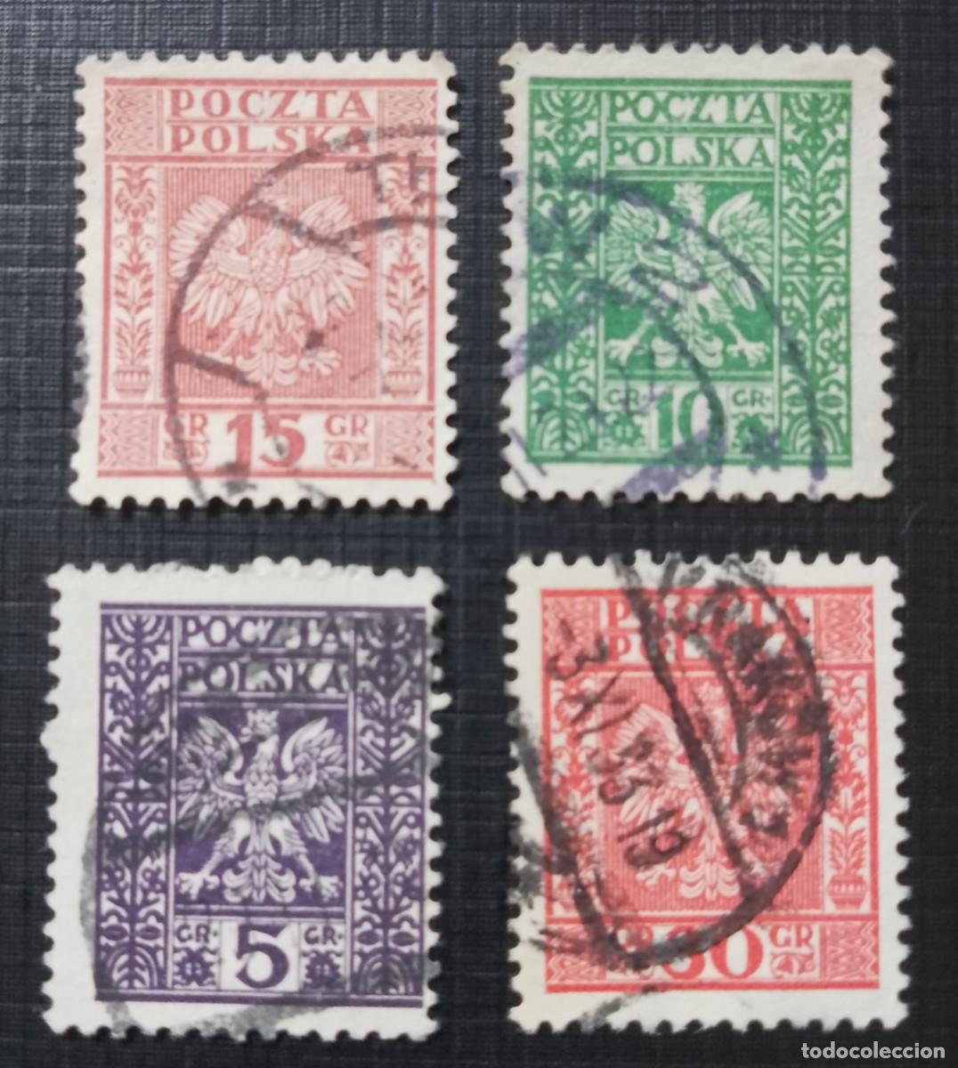 Sellos: POLONIA - A&Ntilde;O 1932.1933 - LOTE CON 4 SELLOS - &Aacute;GUILA, ESCUDO