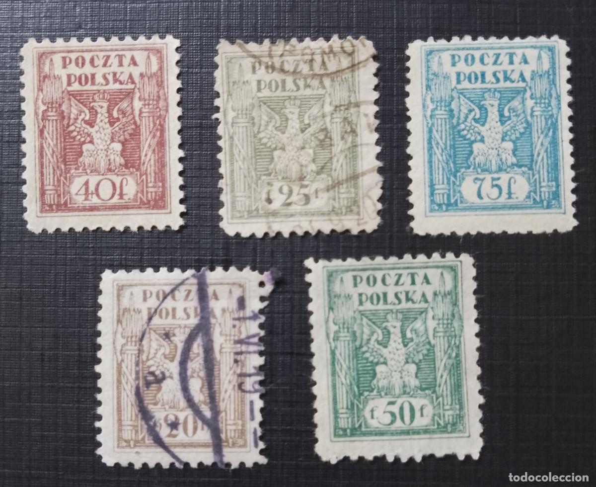 Sellos: POLONIA - A&Ntilde;O 1919.1923 - LOTE CON 5 SELLOS - &Aacute;GUILA NACIONAL
