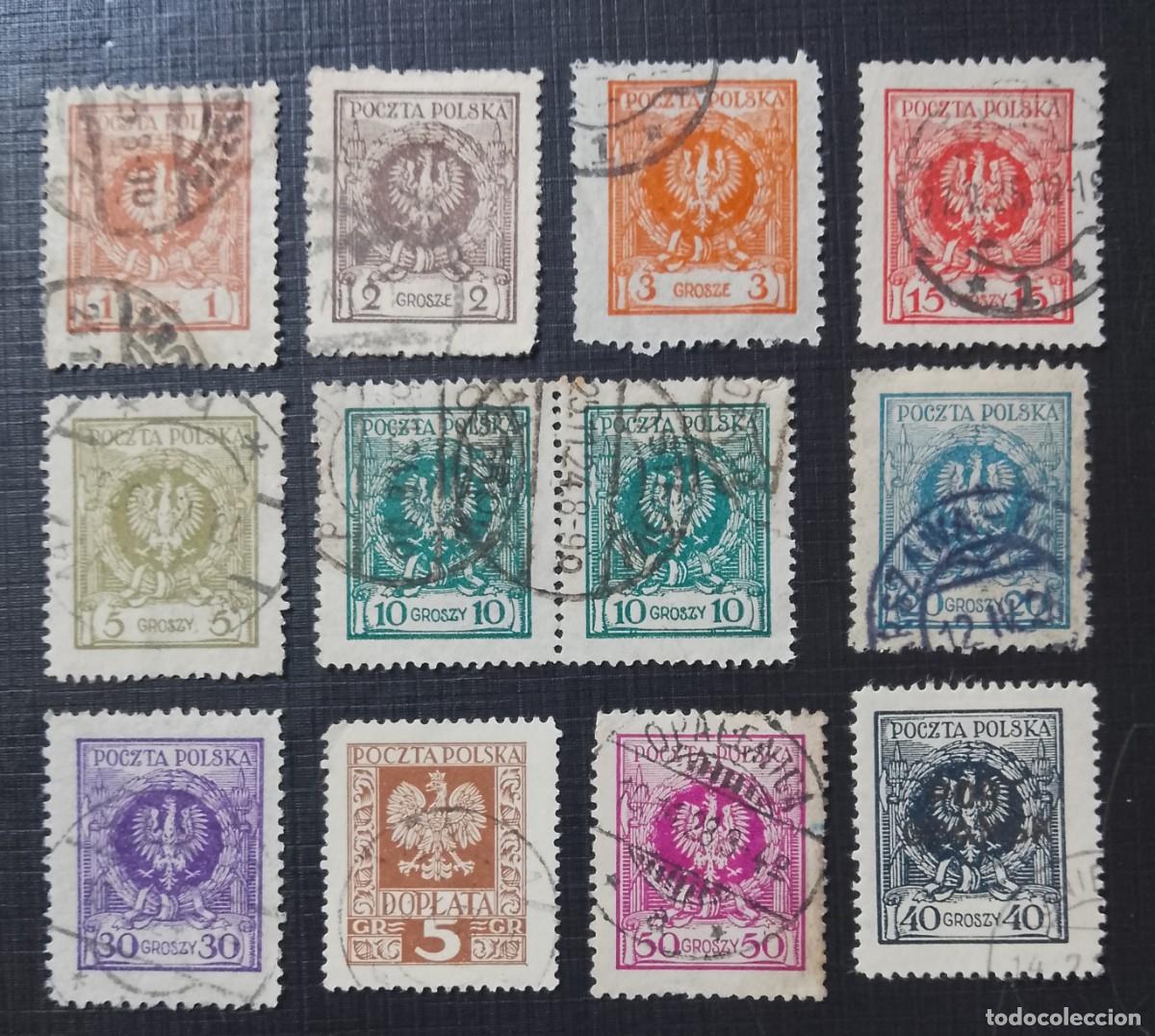 Sellos: POLONIA - A&Ntilde;O 1920-1922- LOTE CON 12 SELLOS - &Aacute;GUILA, ANIMAL HER&Aacute;LDICO