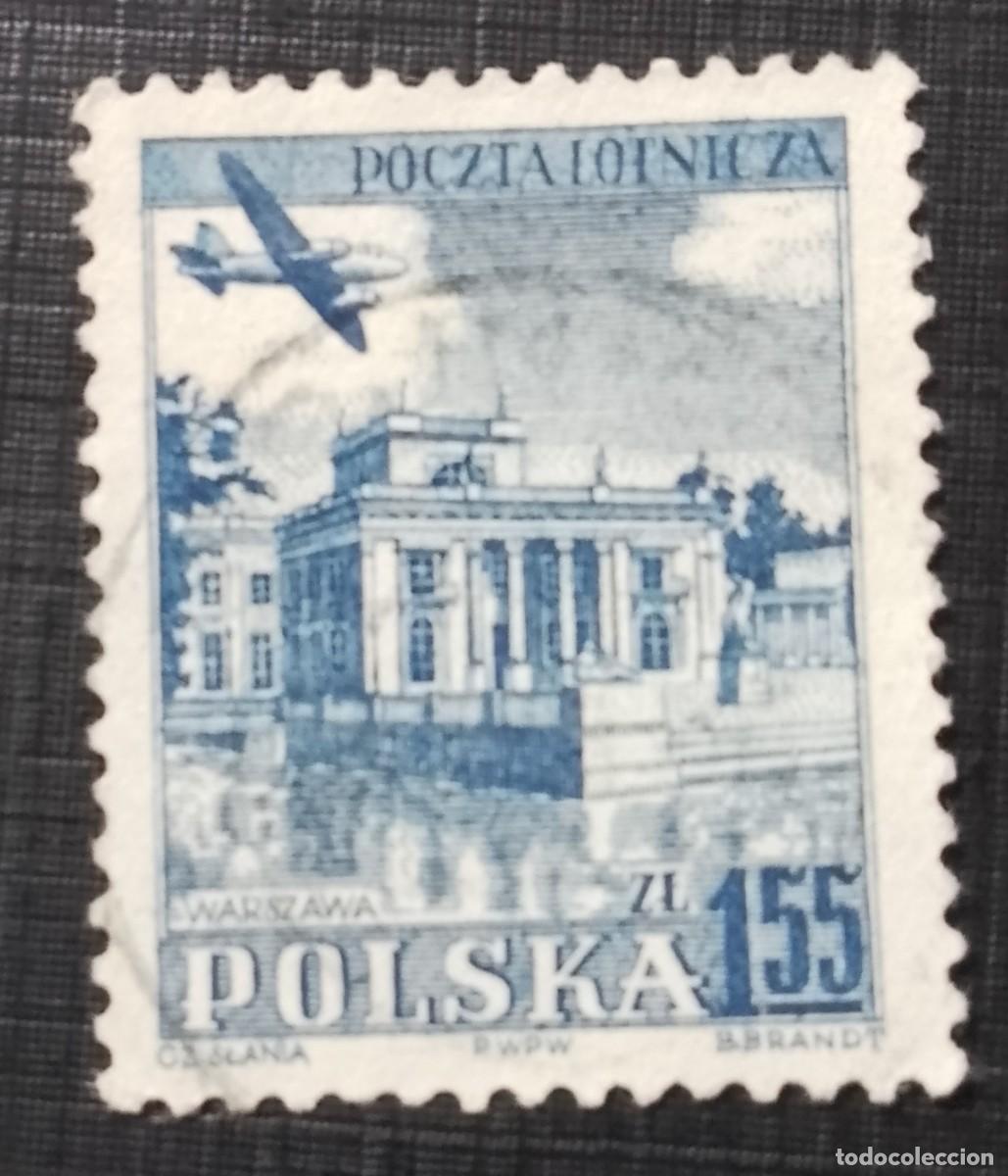 Sellos: POLONIA - 1,55 ZL - CORREO A&Eacute;REO, VARSOVIA - AVI&Oacute;N