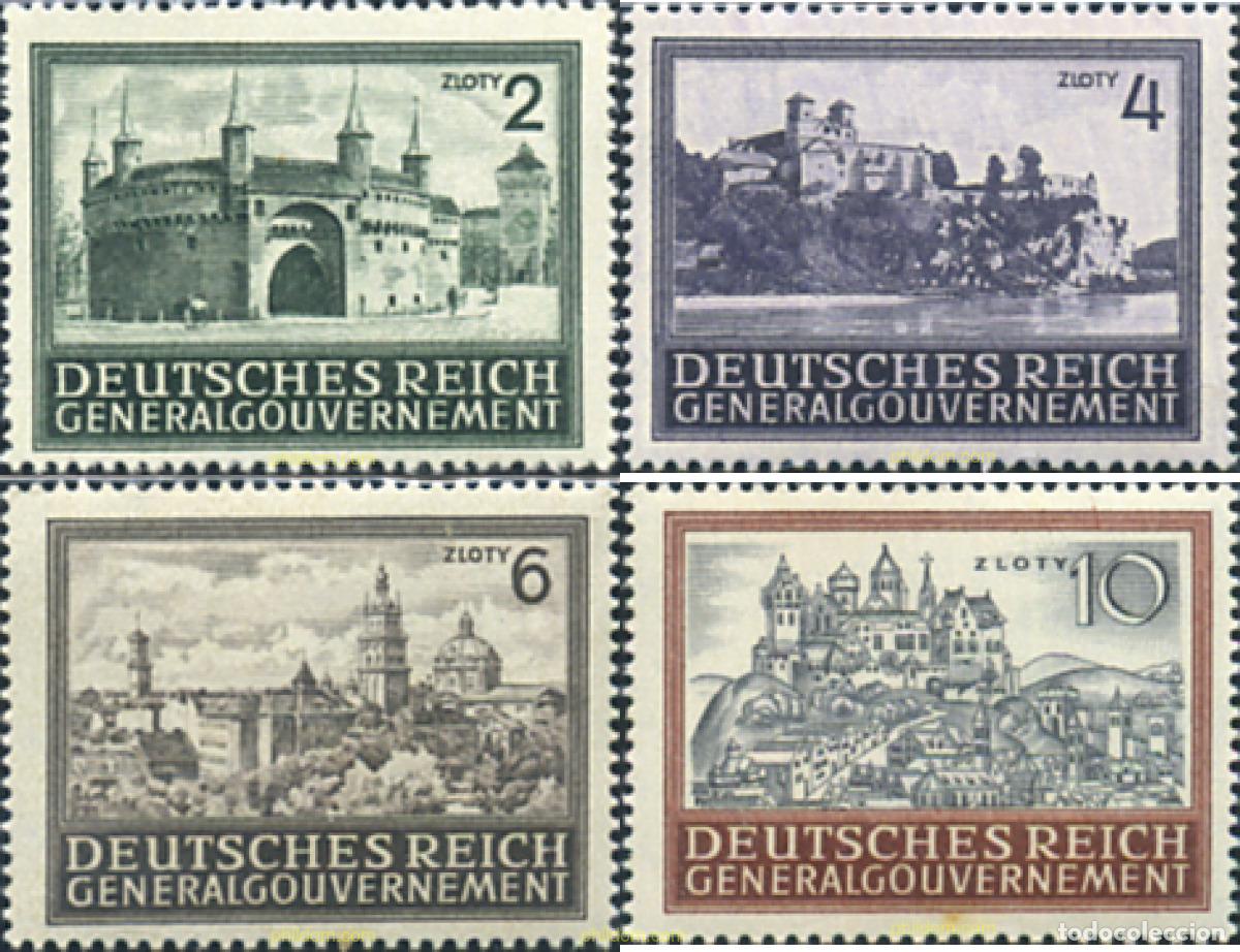 Sellos: 353496 MNH POLONIA Ocupacion Alemana 1943 GOBIERNO GENERAL - CIUDADES Y CASTILLOS POLACOS