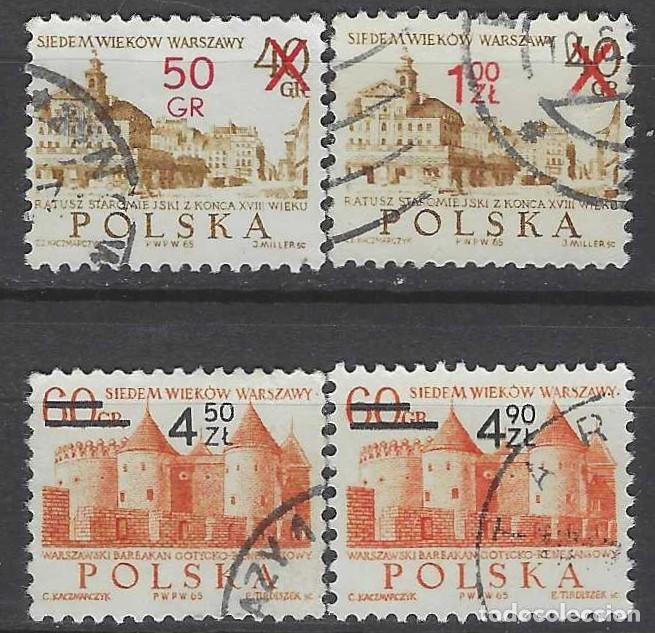 Sellos: POLONIA 1972 - EDIFICIOS, SOBRECARGADOS, 4 VALORES - USADOS