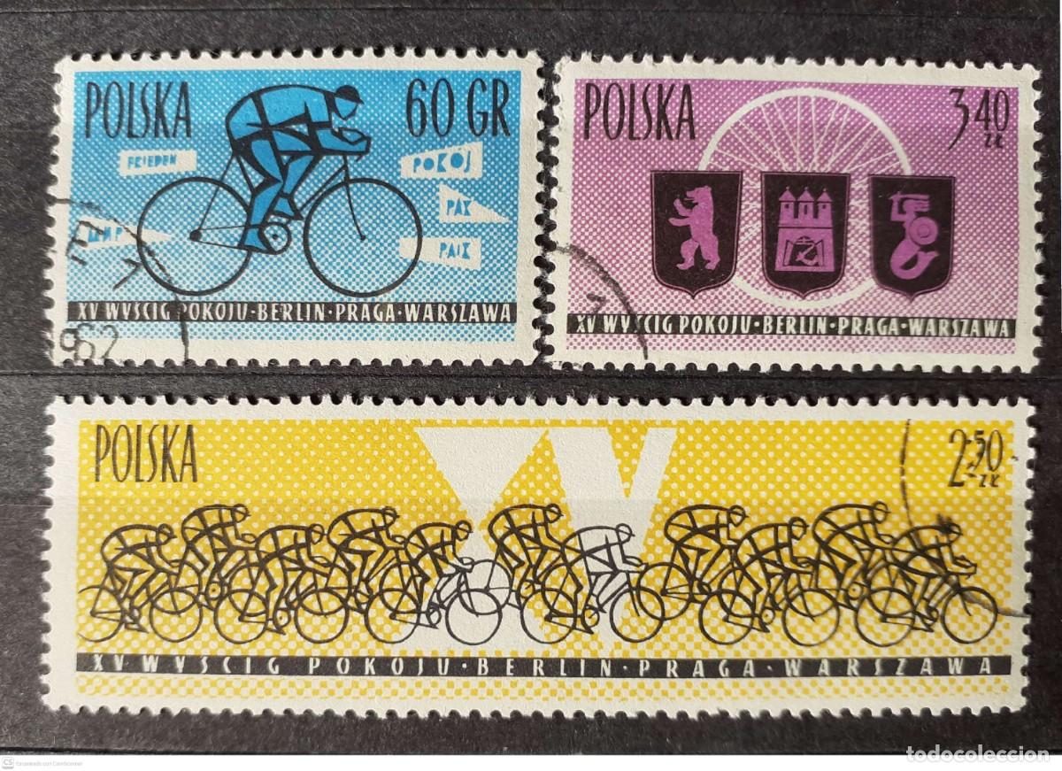 Sellos: POLONIA n&deg; 1166/1168&deg; 15 tour ciclista por la paz. Serie completa