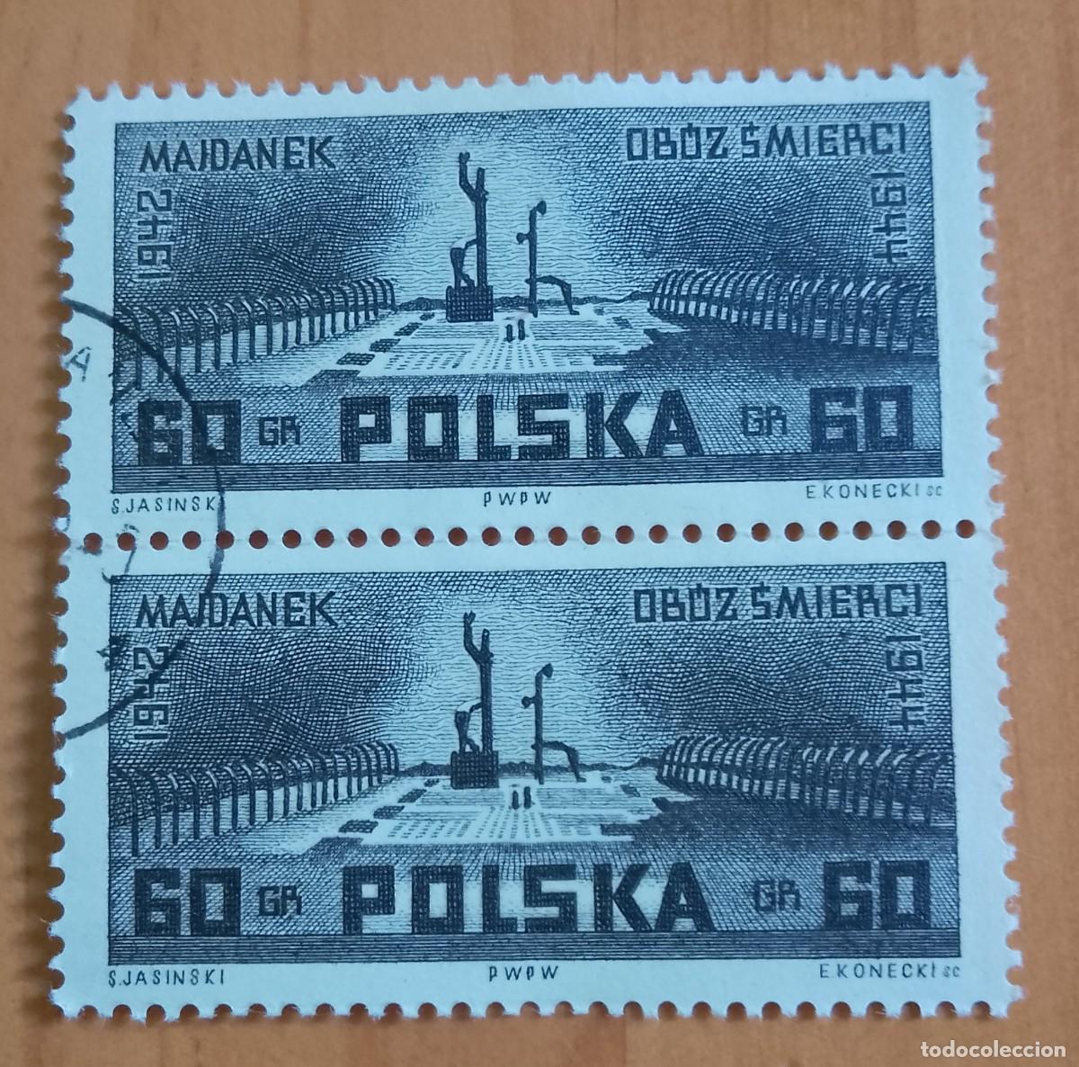 Sellos: POLONIA - TIRA DOS SELLOS V/F 60 GR, 1942-44 - CAMPO CONCENTRACI&Oacute;N DE LA MUERTE MAJDANEK